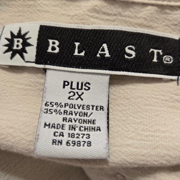 Blast Womens Casual Button up 3/4 Slv Embellished Pin Tucks Collard Blouse SZ 2X - Picture 8 of 8